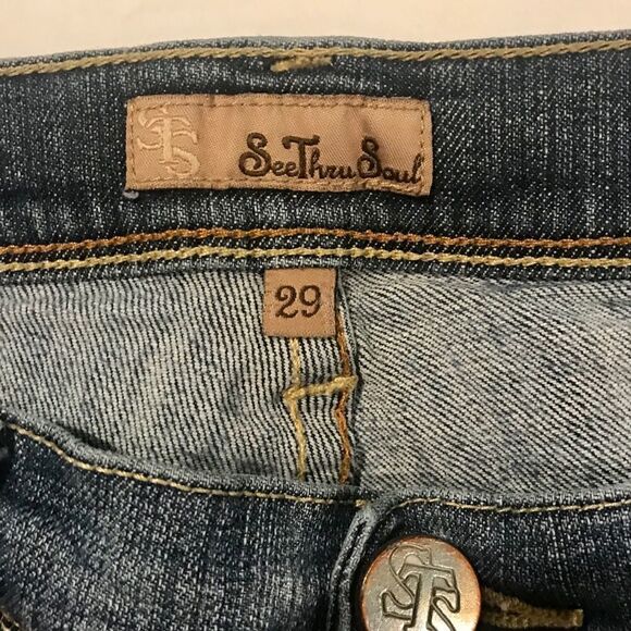 See thru souls size 29 cropped jeans EUC - Picture 2 of 5